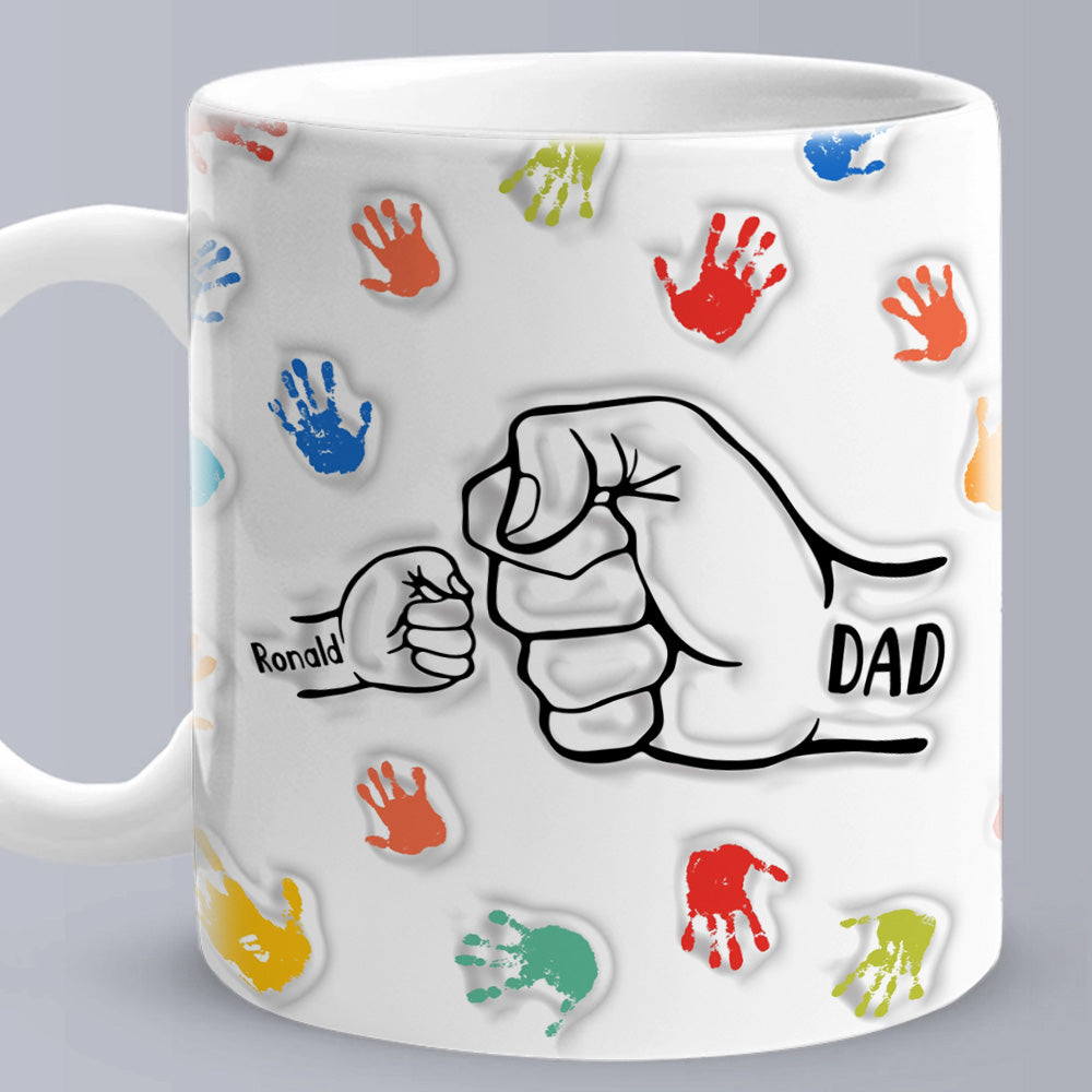 Personalized Custom Names 3D Inflated Effect Printed Mug Gift for Dad Grandpa - auphotomugs
