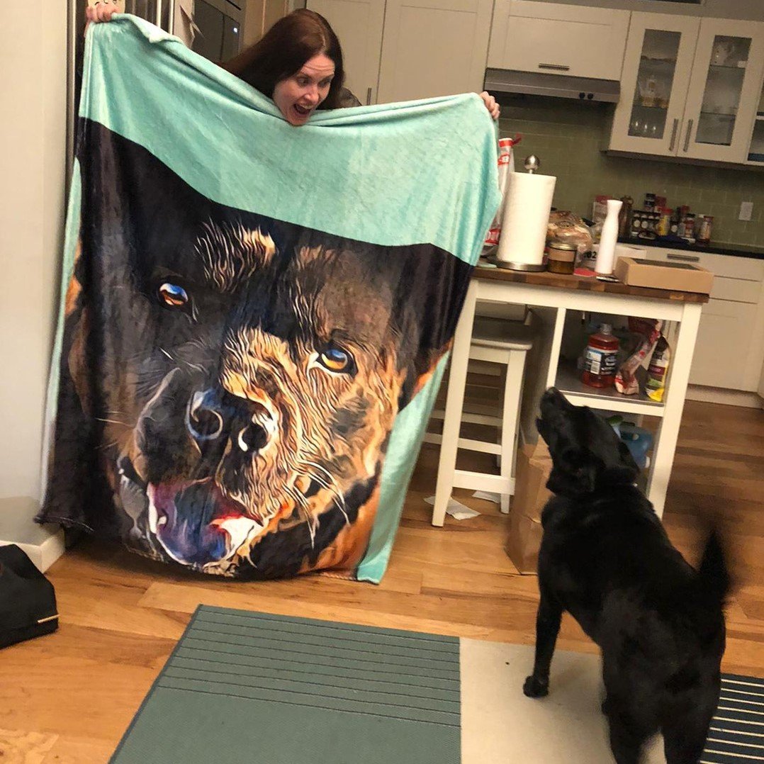 Personalised Dog Photo Blankets Custom Pet Blankets Painted Art Portrait Fleece Blanket Best Gift For All Family