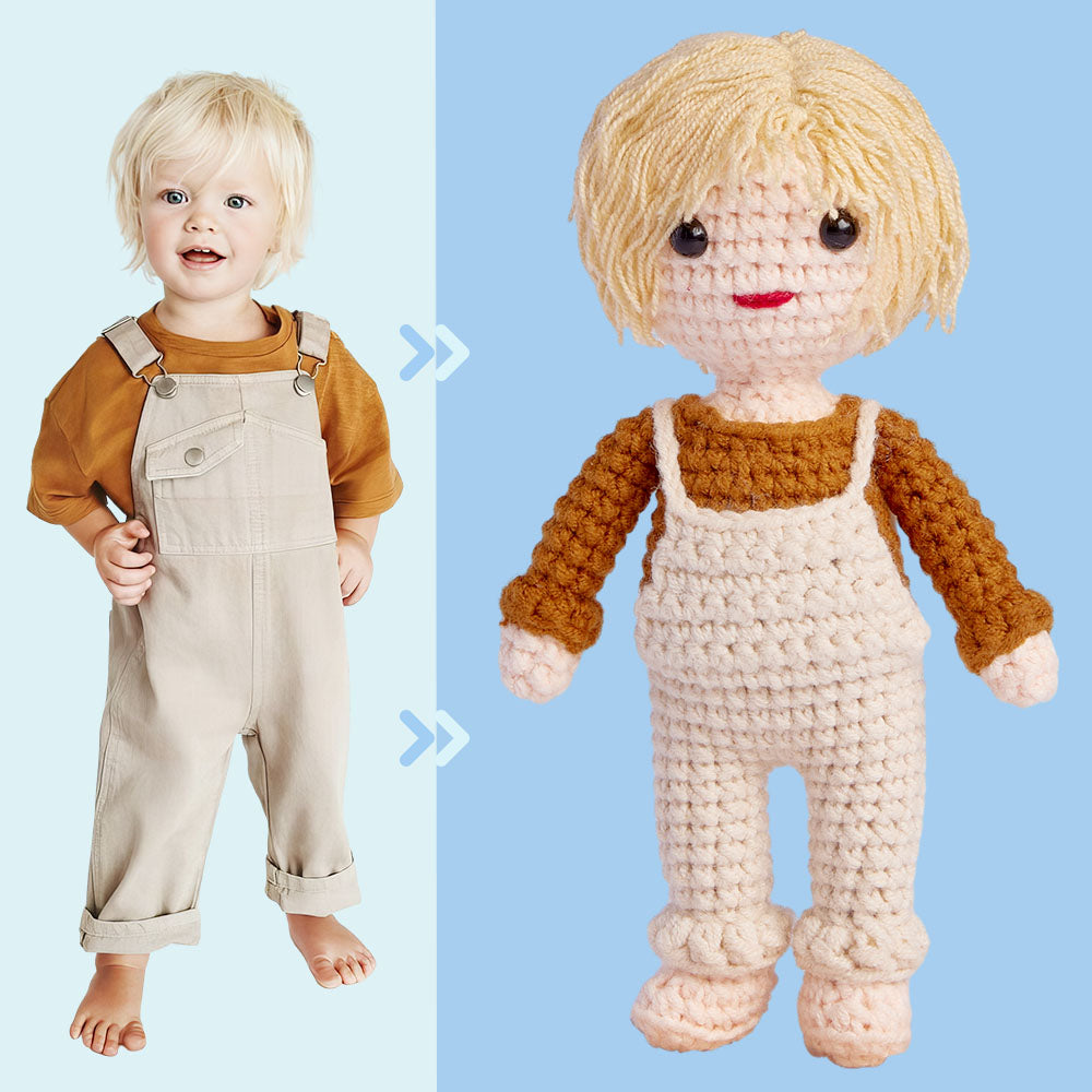 Custom Crochet Doll Personalized Gifts Handwoven Mini Look alike Dolls - Cute Kid Doll - auphotomugs