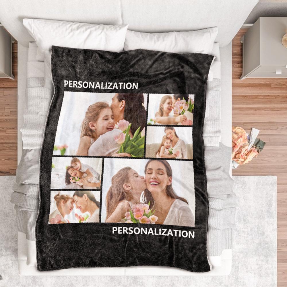 Custom Multiple Photos Blanket Personalized Photo Blankets Gift Mom and Daughter