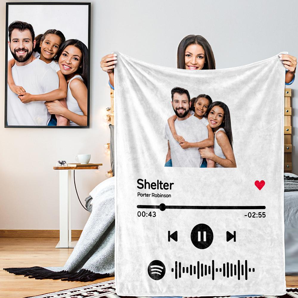 Spotify Code Music Personalized  Photo Fleece Blanket