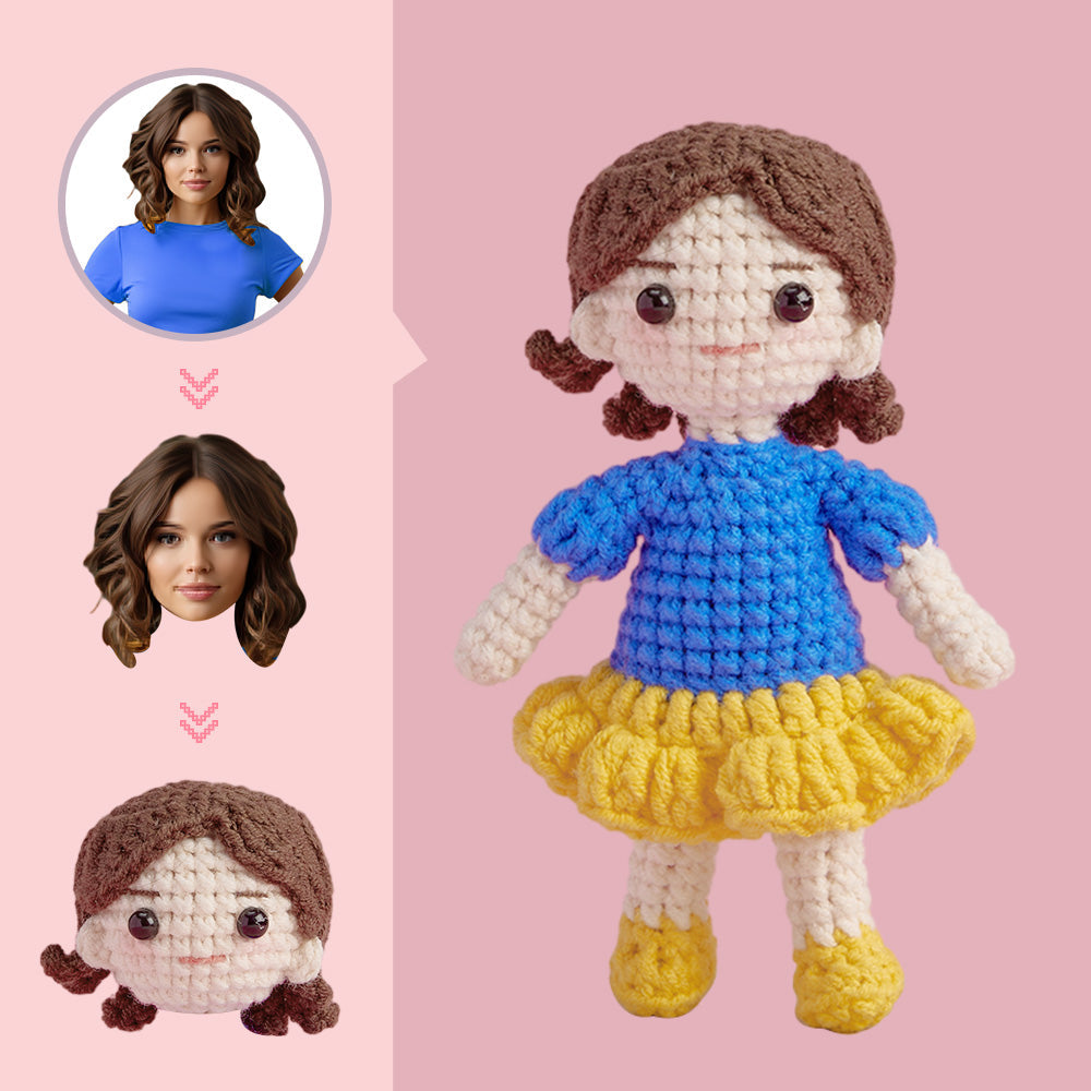 Custom Face Crochet Doll Personalized Gifts Handwoven Mini Dolls - Snow White - auphotomugs