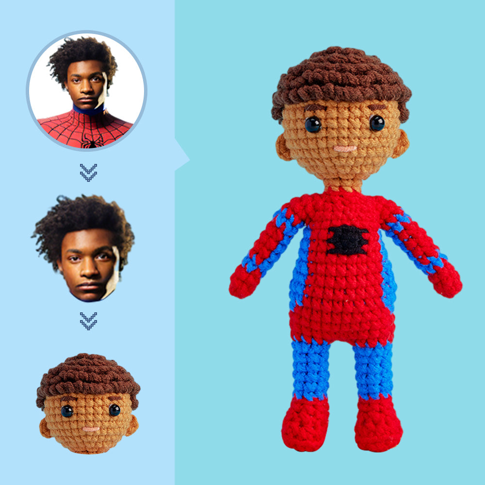Custom Face Crochet Doll Personalized Gifts Handwoven Mini Dolls - Spiderman - auphotomugs