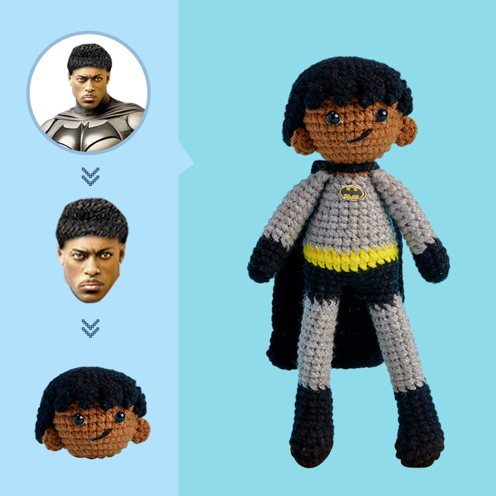 Custom Face Crochet Doll Personalized Handwoven Mini Dolls Gifts - Batman - auphotomugs