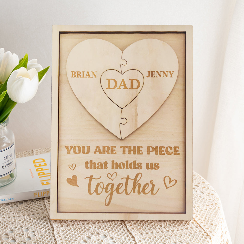 Personalized Dad Puzzle Sign You Are the Piece That Holds Us Together Gifts for Dad - myphotowalletau