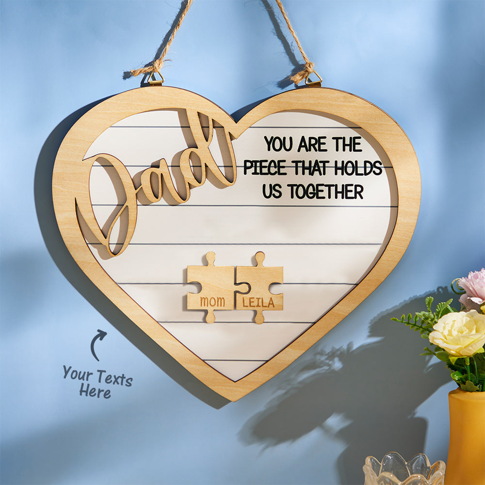 Custom Engraved Ornament Heart Shape Puzzle Pieces Gifts for Dad - myphotowalletau