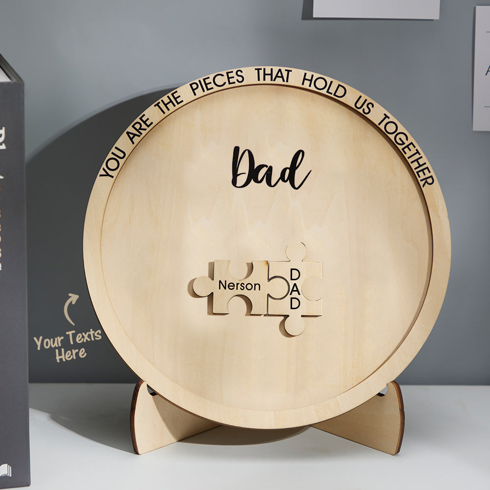 Custom Engraved Ornament Round Wooden Puzzle Pieces Sign Gifts for Parents - myphotowalletau
