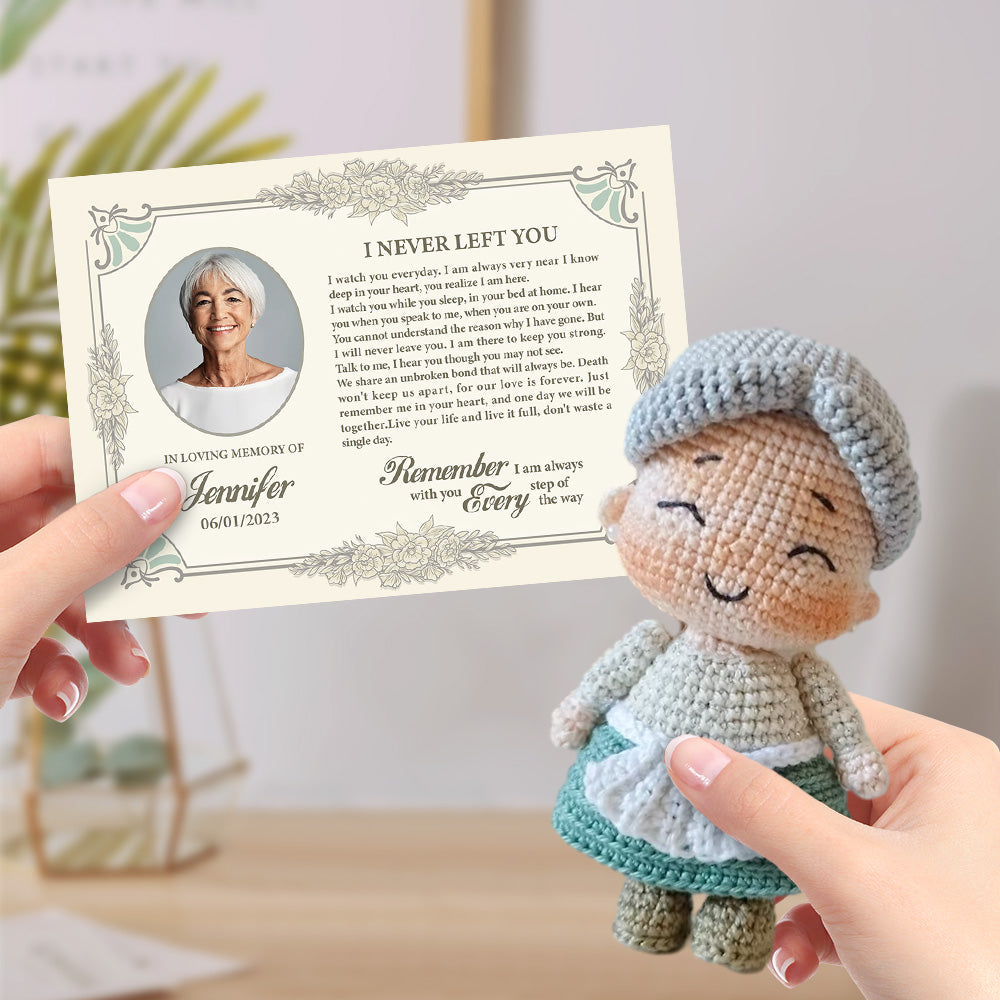 Custom Crochet Doll Handmade Dolls from Personalized Photo with Memorial Card Remember Your Loved One - auphotomugs