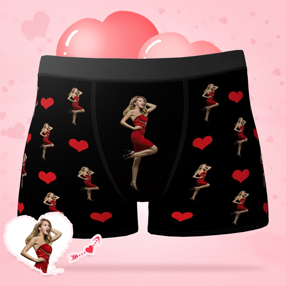 Custom Photo Heart Boxer Personalized Sexy Underwear - Men