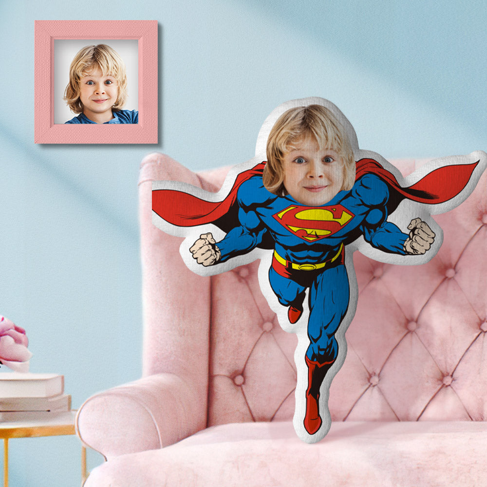 Custom Face Photo Minime Dolls Personalized Superman Minime Pillow ToyGift for Kid