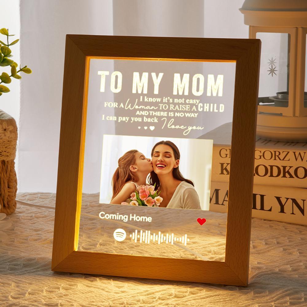 Mother's Day Gifts Personalised Spotify Frame Photo Engraved Text Night Light Best Mom Ever Gift for Mum